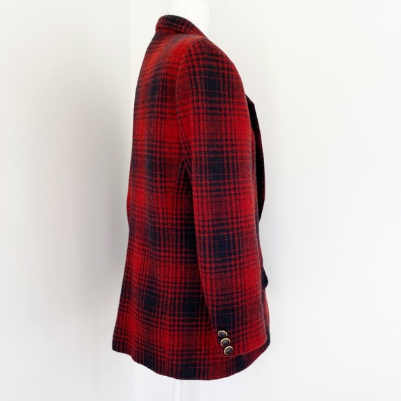 Charter Club Red Plaid Wool Blazer Coat Size 8 - Picture 5 of 8